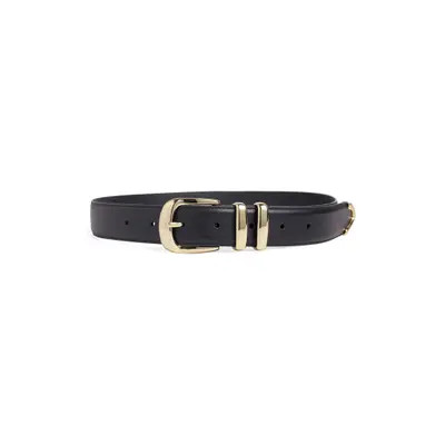 Favorite Daughter The Jordan Leather Belt in Black /Nickel at Nordstrom, Size X-Large | Nordstrom