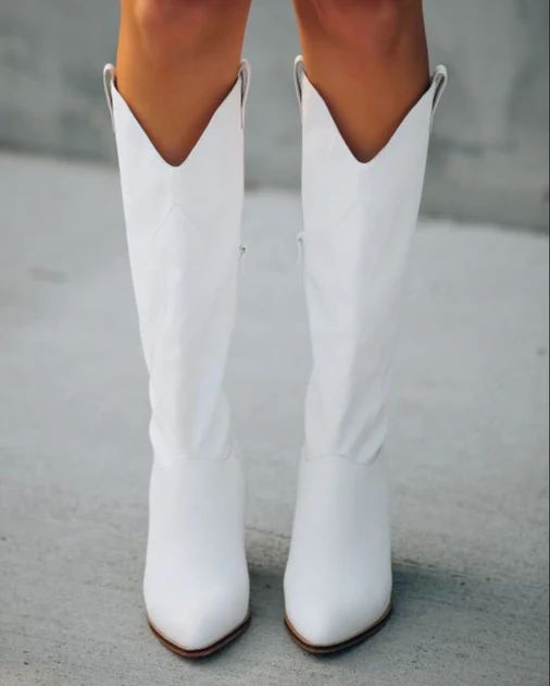 Legend Faux Leather Western Boot - White - SALE | VICI Collection