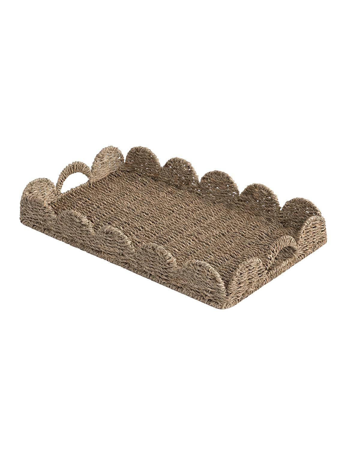 StorageWorks Large Wicker Scalloped Edge Serving Tray, Rectangle Tray with Built-in Handles, Hand... | Amazon (CA)