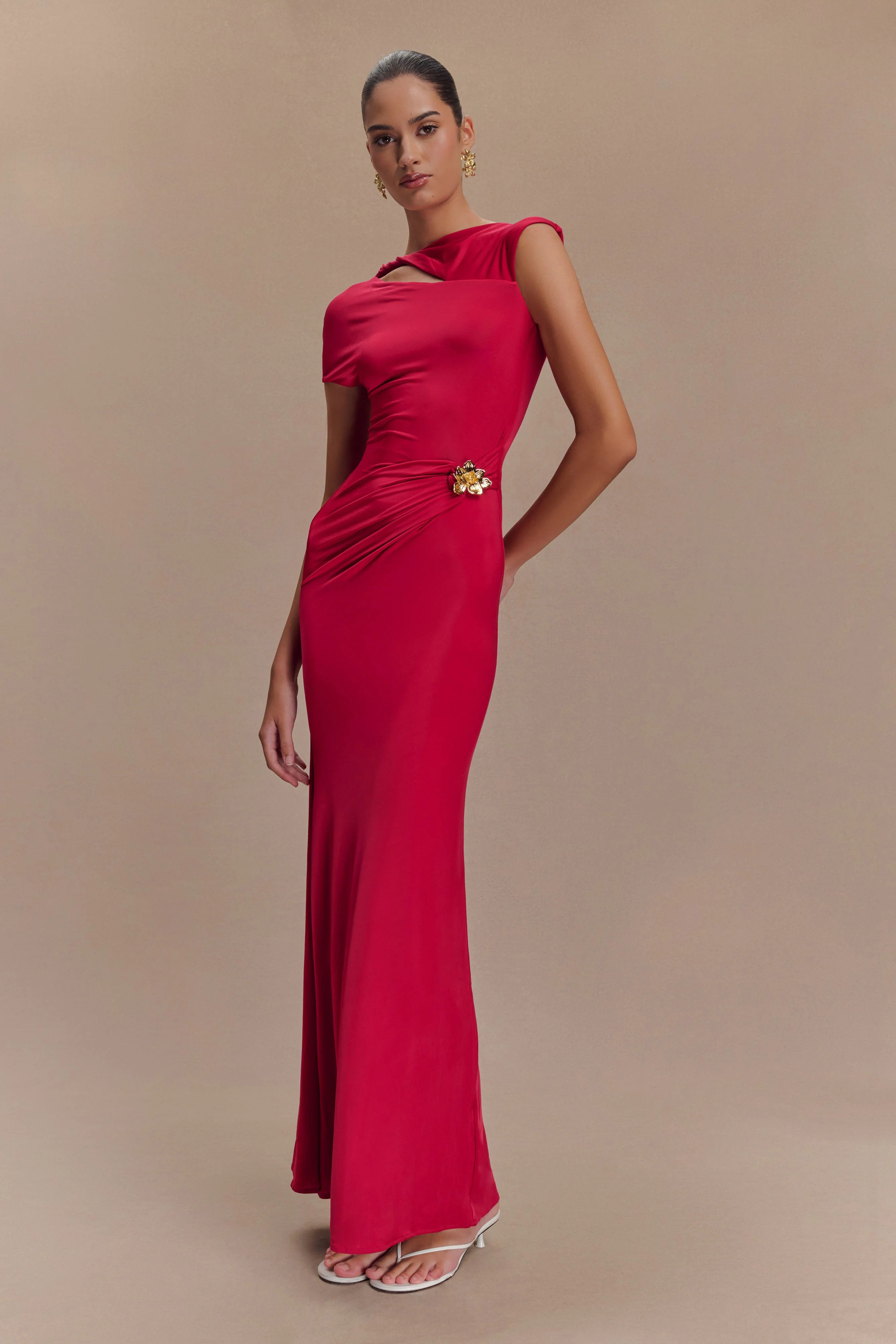 Slinky Maxi Dress With Hardware - Fuchsia Pink | MESHKI US