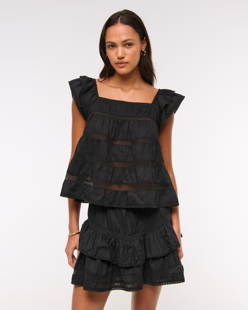 Women's Ruffle Babydoll Top | Women's New Arrivals | Abercrombie.com | Abercrombie & Fitch (UK)