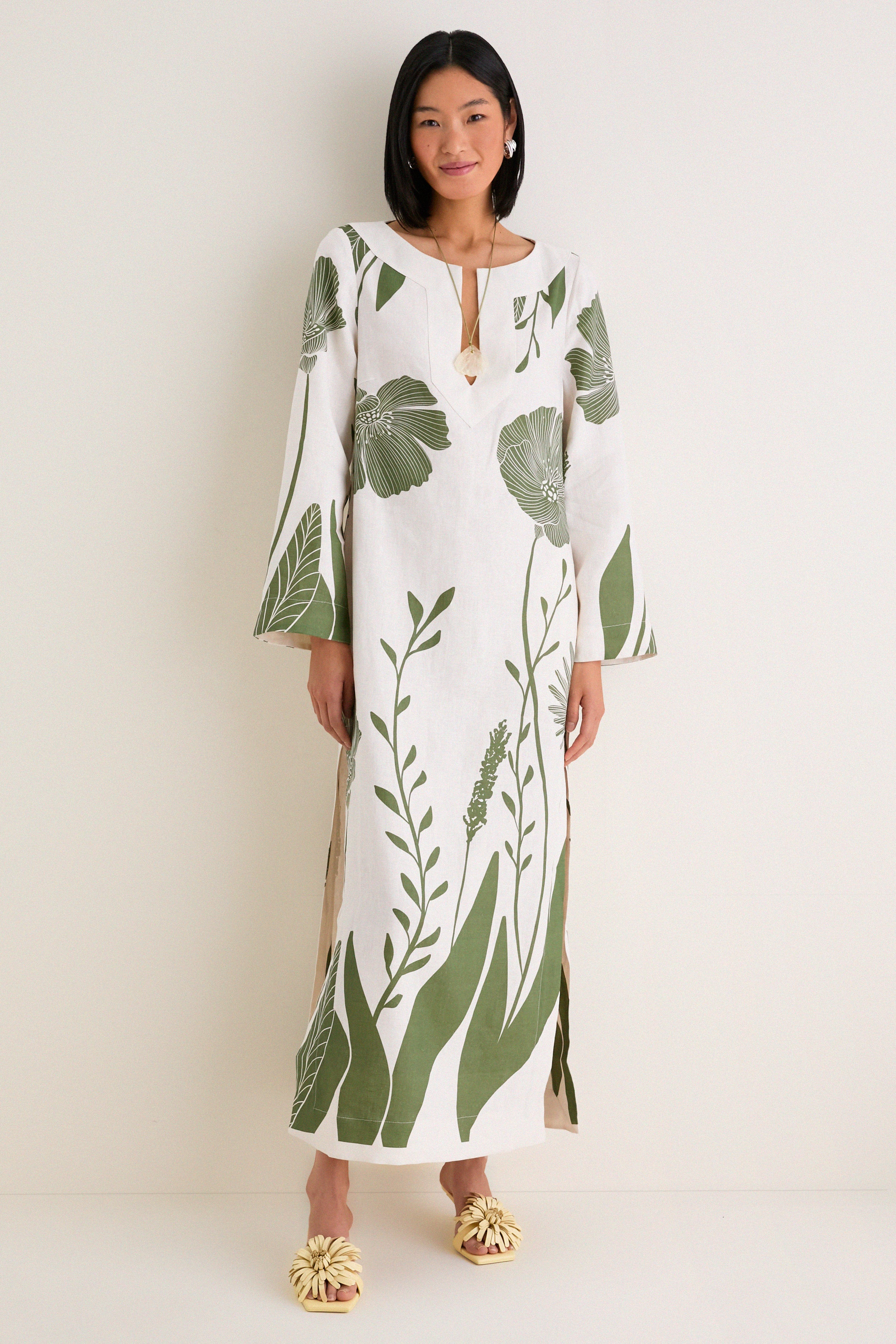 Green Floral Border Que Energia Tunic Dress | Tuckernuck (US)