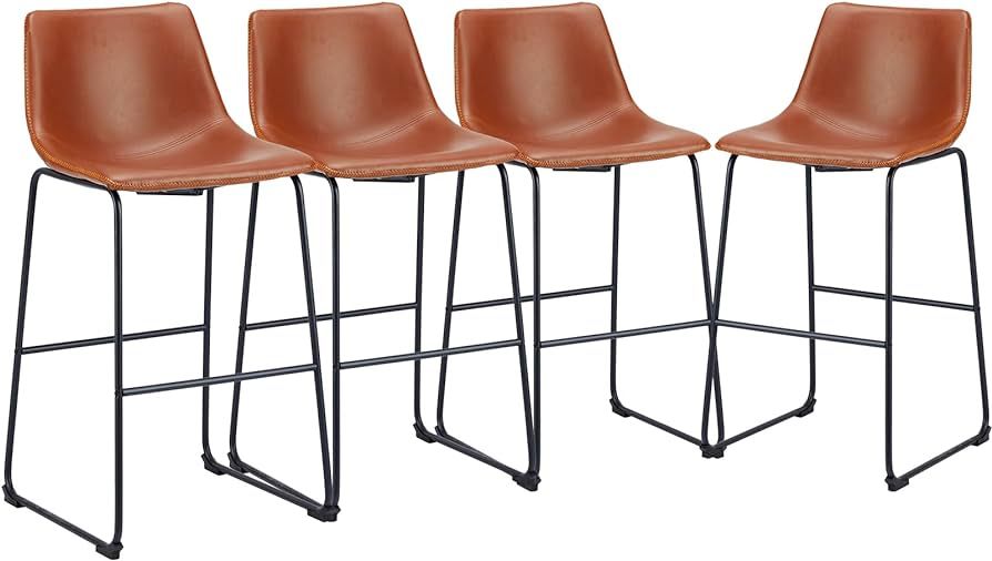 JHK 30 Inch Counter Height Bar Stools Set of 4, Modern Faux Leather High Barstools with Back and ... | Amazon (US)