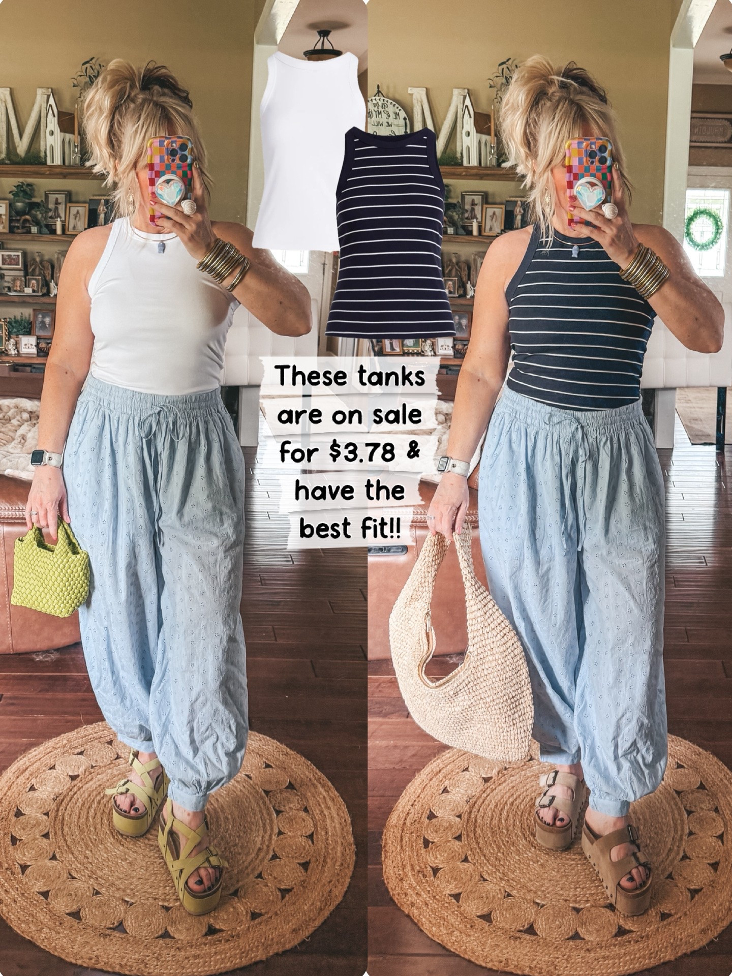 Omg these tanks are the best and on sale for $3.78!! 👏🏼👏🏼
I’m on a medium in them and the pants.

#LTKootd #LTKOver40