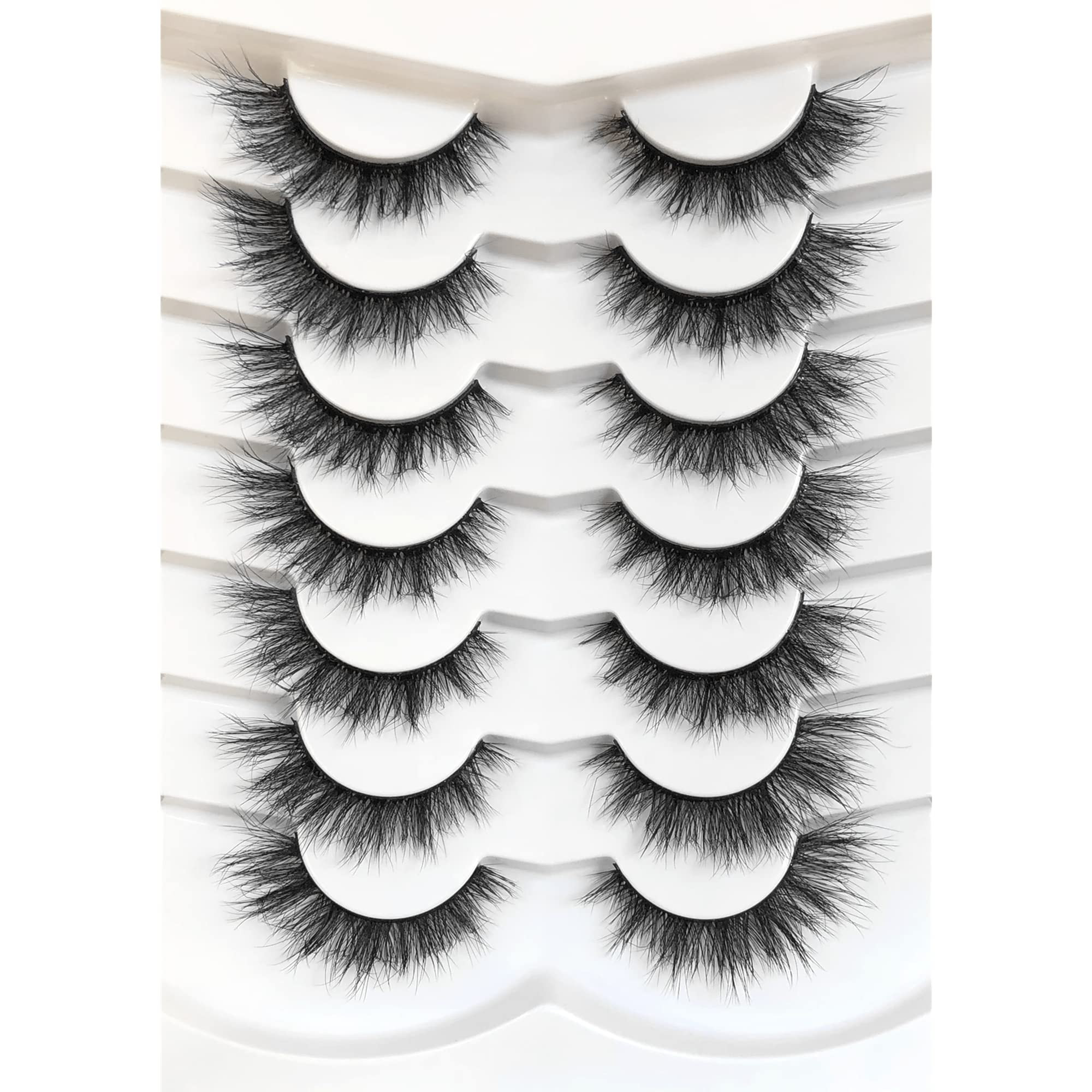 Pooplunch False Eyelashes Cat Eye Look Natural Fluffy Lashes Wispy Short Fake Eyelashes Faux Mink... | Amazon (US)