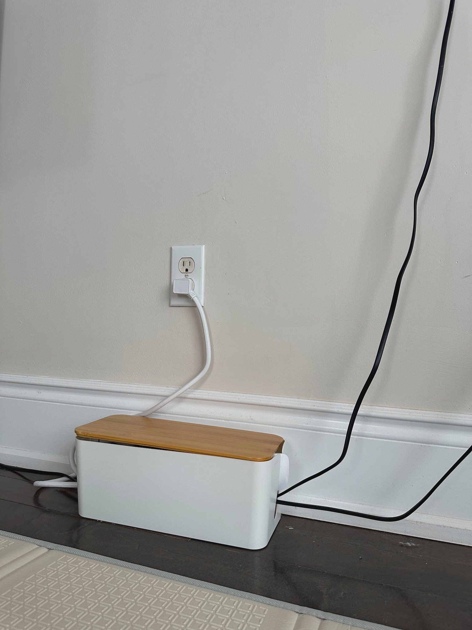 Needed to hide these wires from my little explorer😅  This cable box organizer barely fit my extension cord but we made it work!

#LTKcanada #LTKhome