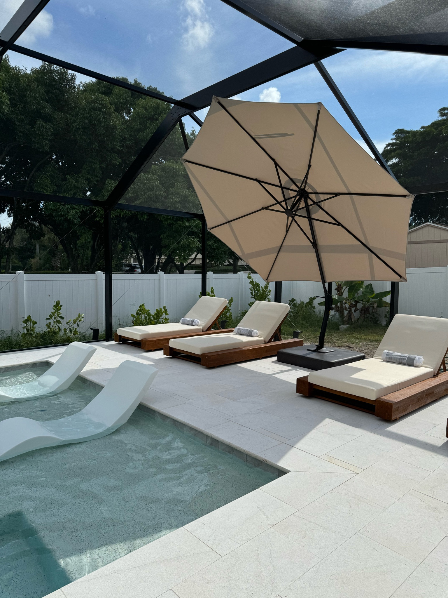 modern and minimal patio and pool furniture that’s affordable and good quality 
love this oversized adjustable rotating and lifting umbrella shade

#LTKSaleAlert #LTKTravel #LTKHome