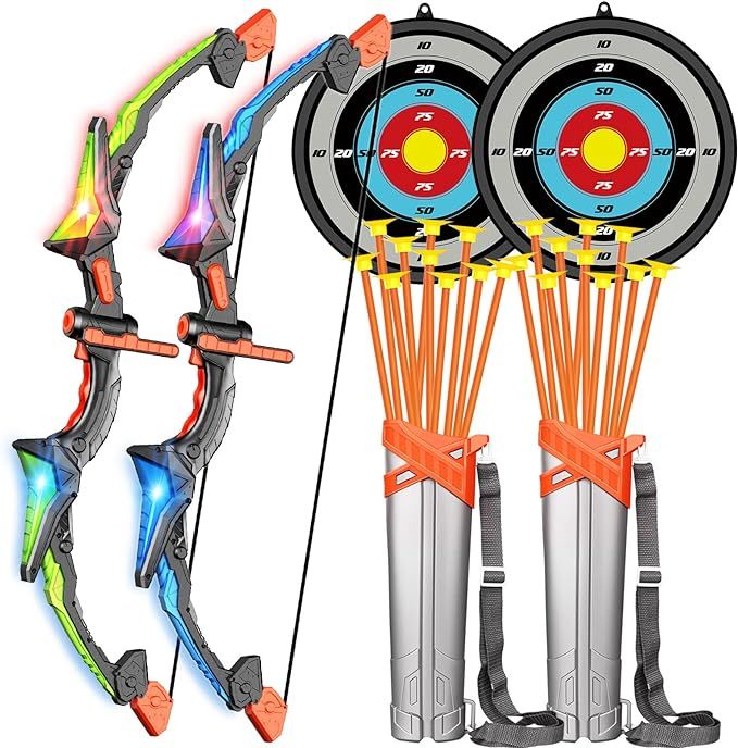 Bigdream Detachable Kids Bow and Arrow Toy, LED Light Up Archery Toys with Suction Cups Arrows, O... | Amazon (US)