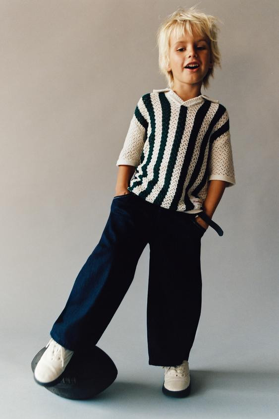 STRIPED KNIT POLO SHIRT | Zara US