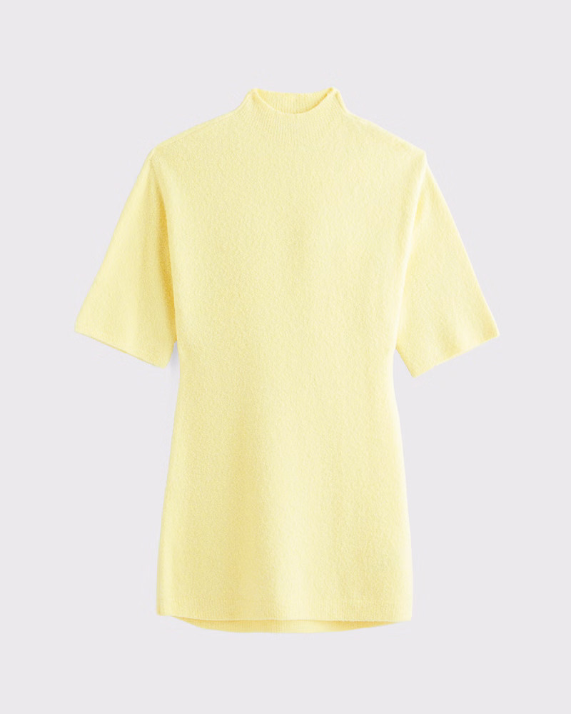 Abercrombie & Fitch Women's Short-Sleeve Boucle Mini Sweater Dress in Yellow - Size L PETITE | Abercrombie & Fitch (US)