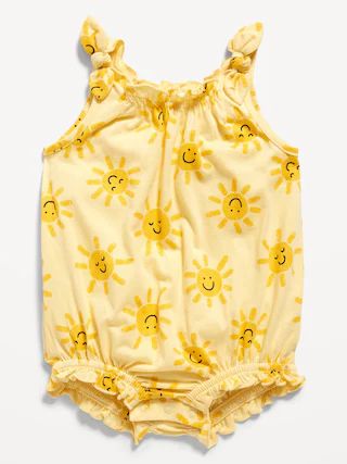 Printed Sleeveless Tie-Shoulder One-Piece Romper for Baby | Old Navy (US)