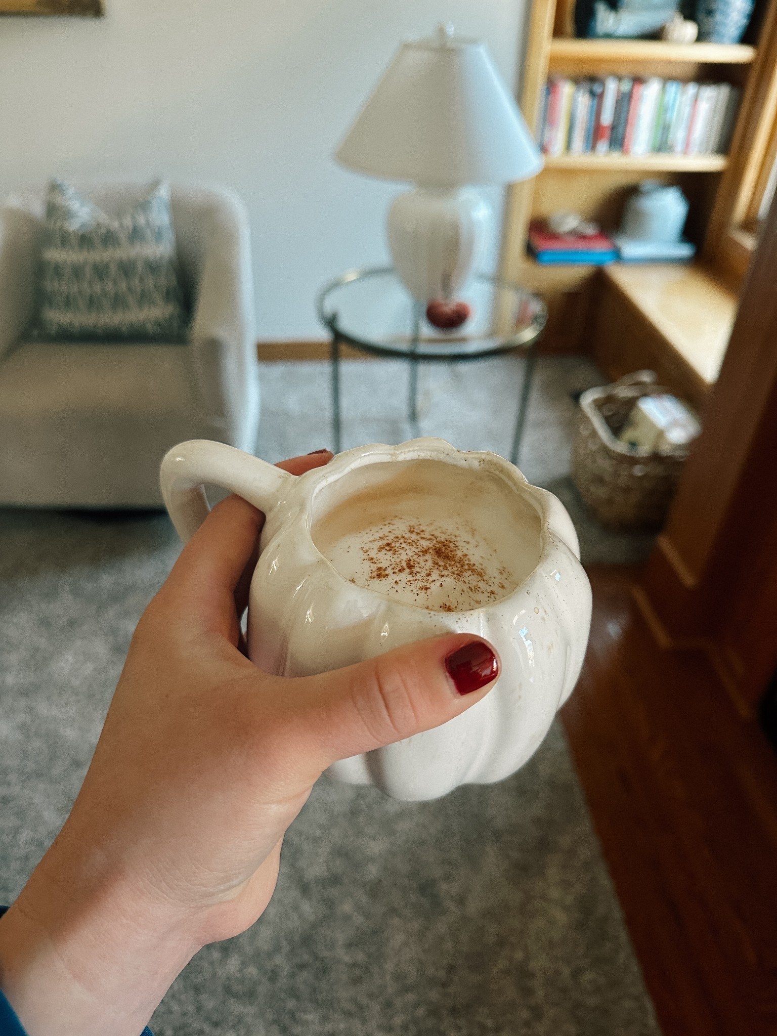 Homemade pumpkin spice latte in my favorite pumpkin mug ☕️ my exact mug is old from Anthropologie but linking this years mugs! 

#LTKSeasonal #LTKHome