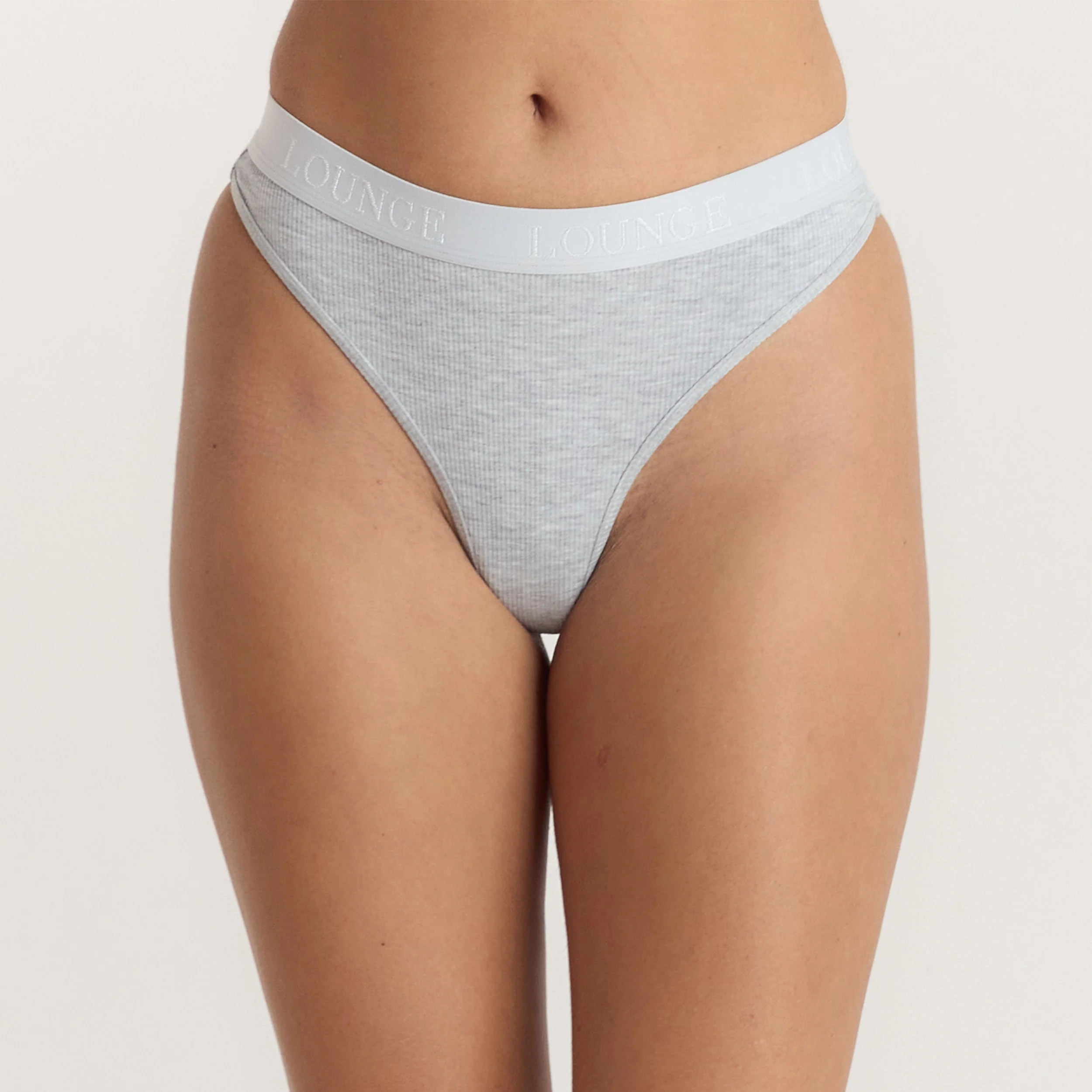 Soft Ribbed Thong - Grey Marl | Lounge (UK)