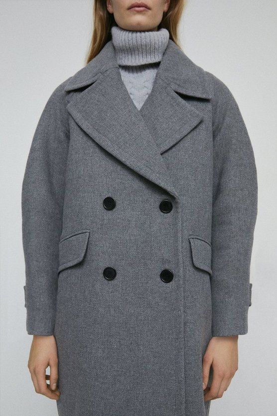 Italian Wool Blend Oversized Double Breasted Coat | Warehouse UK & IE