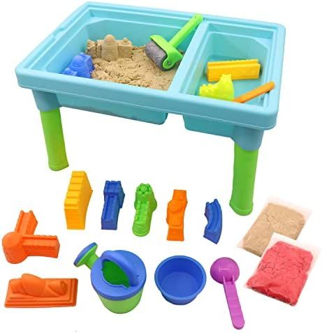 TuKIIE Sand & Water Table with Cover, Summer Beach Toys Sandbox for Toddlers Kids Children, 2 Lbs... | Amazon (US)