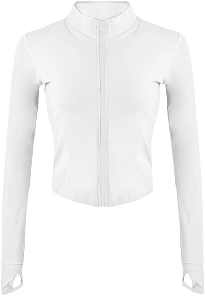 Lviefent Womens Lightweight Full Zip Running Track Jacket Workout Slim Fit Yoga Sportwear with Thumb | Amazon (US)