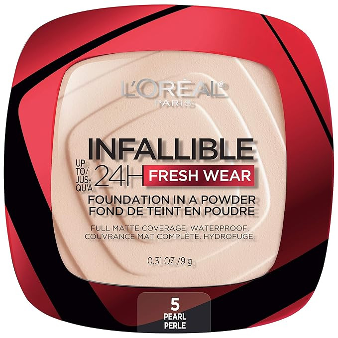 L'Oreal Paris Infallible Fresh Wear Foundation in a Powder, Up to 24H Wear, Pearl, 0.31 oz. | Amazon (US)