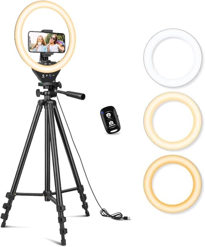 Sensyne 10'' Ring Light with 50'' Extendable Tripod Stand, LED Circle Lights with Phone Holder fo... | Amazon (US)