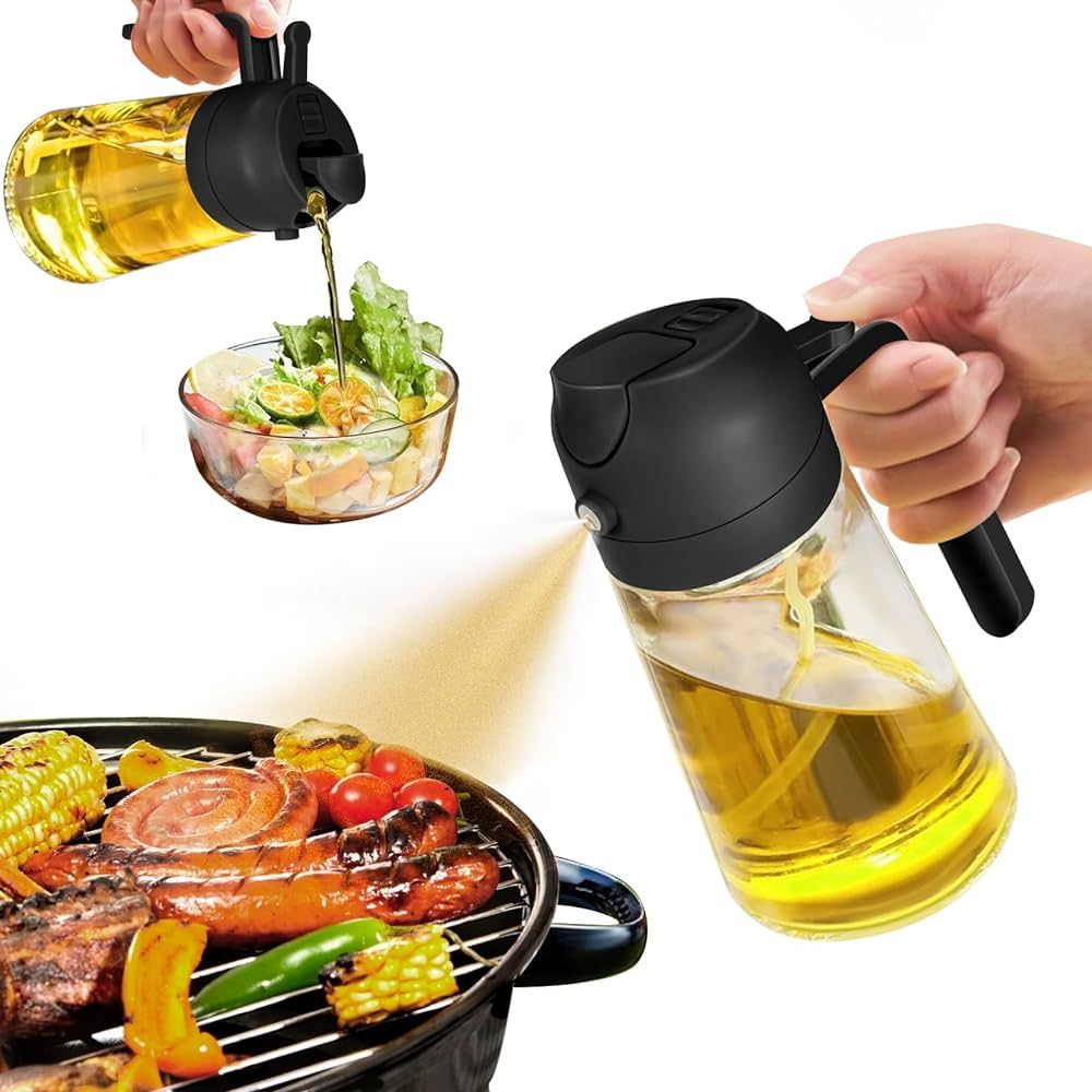 YARRAMATE Olive Oil Dispenser, 2 in 1 Oil Sprayer for Cooking, 17oz/500ml Glass Oil Spray Bottle ... | Amazon (US)