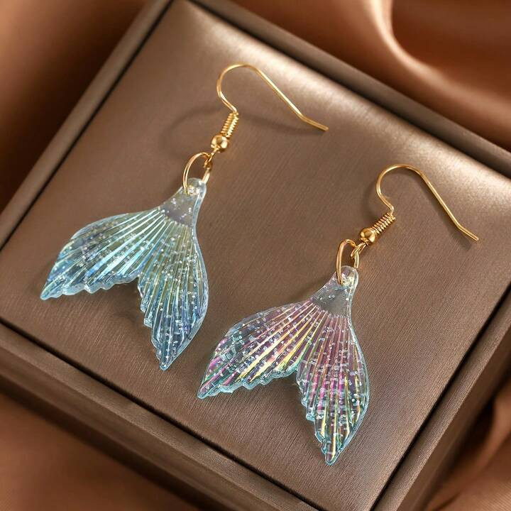 Iridescent Mermaid Tail Earrings, Elegant Design, Mermaid Tail Earrings, Suitable For Daily Wear ... | SHEIN