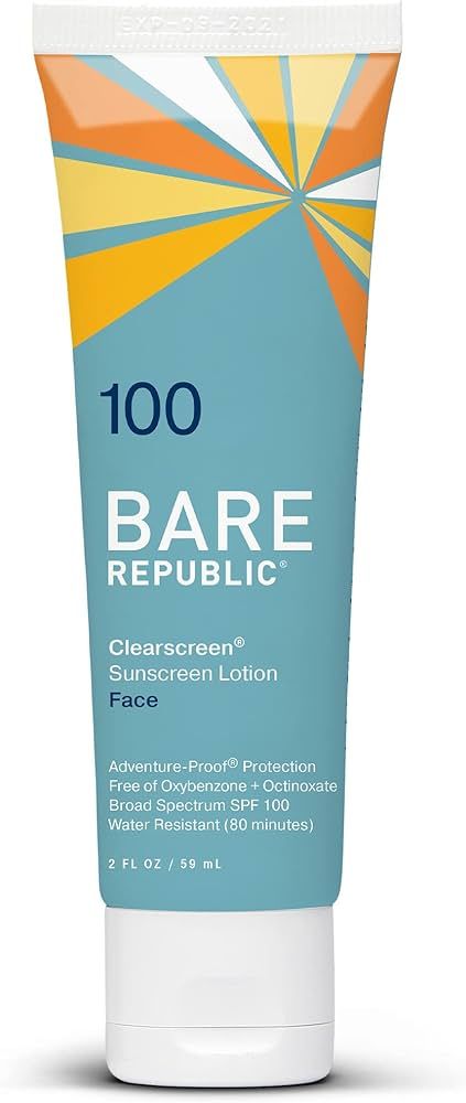 Bare Republic Clearscreen Sunscreen SPF 100 Sunblock Face Lotion, Water Resistant with an Invisib... | Amazon (US)