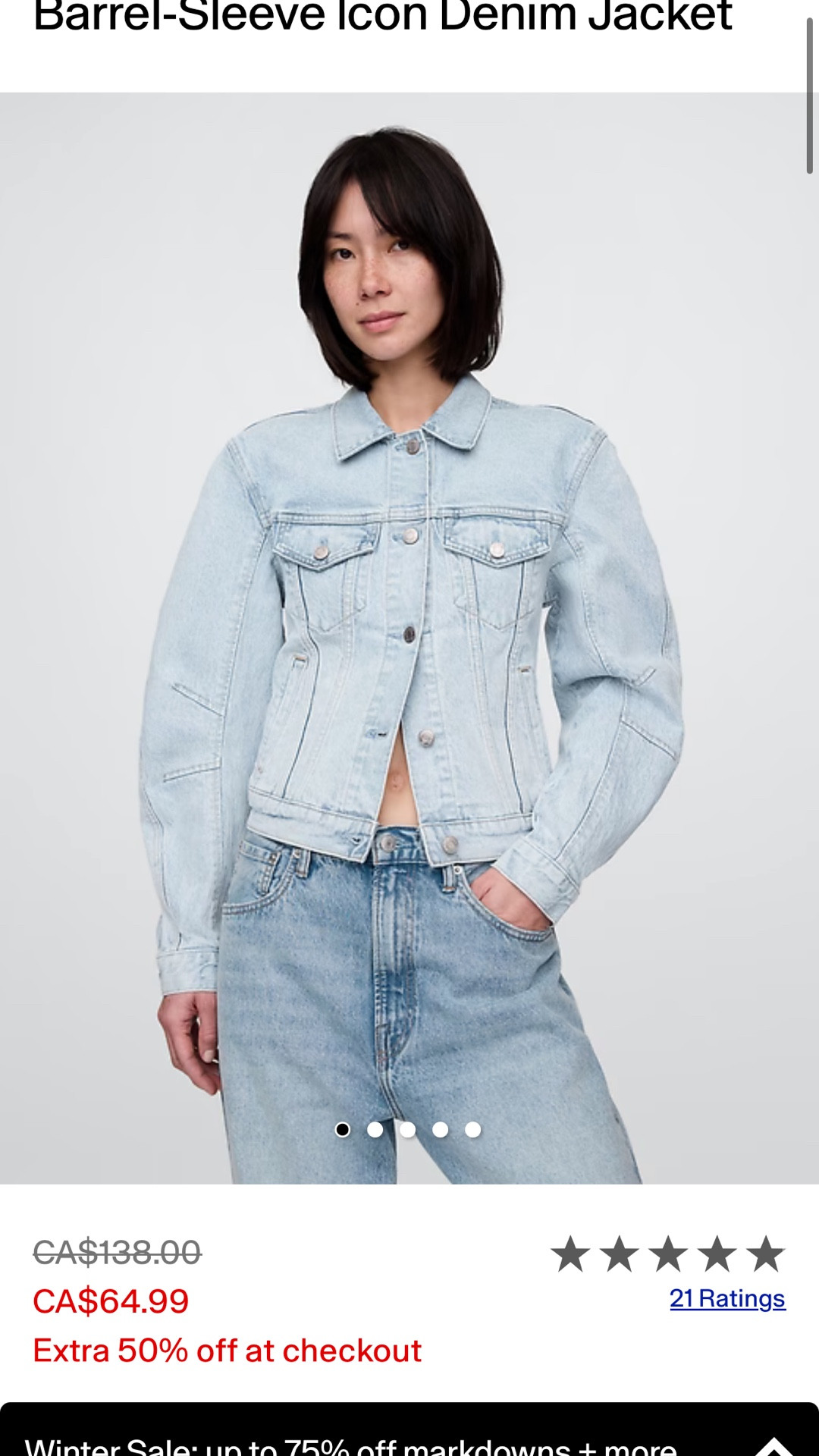 Gap Barrel-Sleeve Icon Denim Jacket 🤍 Wearing XL Tall for reference. Classic denim, elevated sleeve detail...looks good even with sweats.
50% off + extra 20% with code SALE.

#LTKstyletip #LTKwinter #LTKcanada