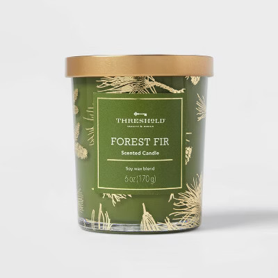 Small Forest Fir Green Interior Color Spray with Gold Decal Candle - Threshold™ | Target