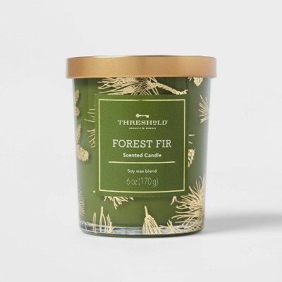 Small Forest Fir Green Interior Color Spray with Gold Decal Candle - Threshold™ | Target