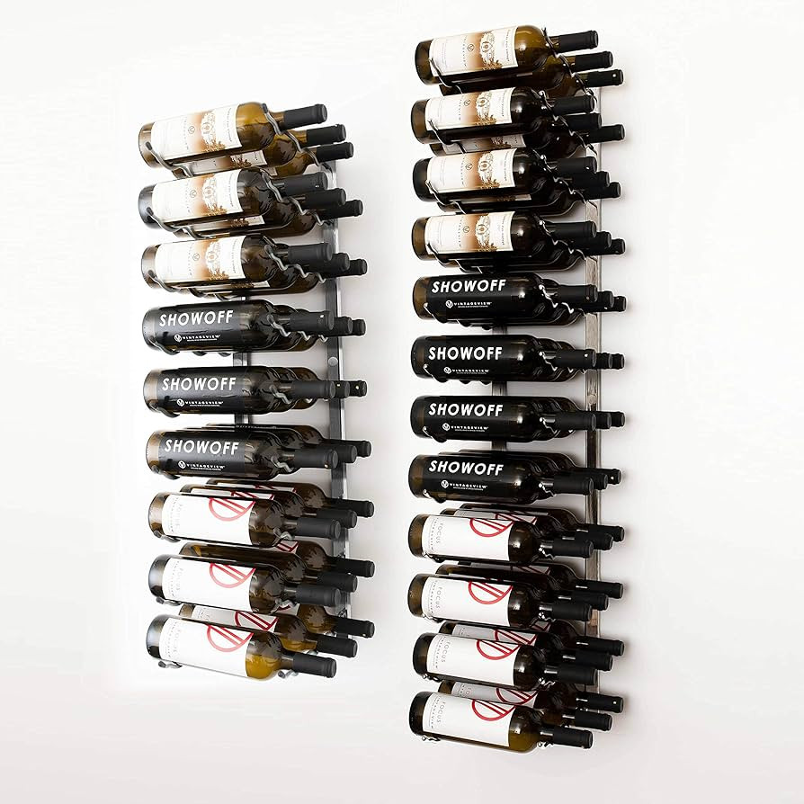 VintageView Wall Series (7 Ft) - 63 Bottle Wall Mounted Wine Bottle Rack Kit (Brushed Nickel) Sty... | Amazon (US)