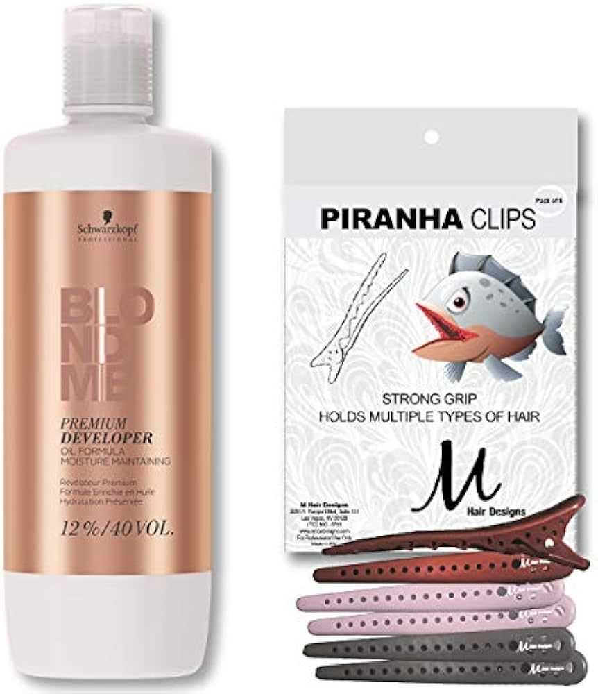 BlondeMe 12% 40 Vol Premium Developer Oil Formula 1 Liter and M Hair Designs Piranha Clips (Bundl... | Amazon (US)