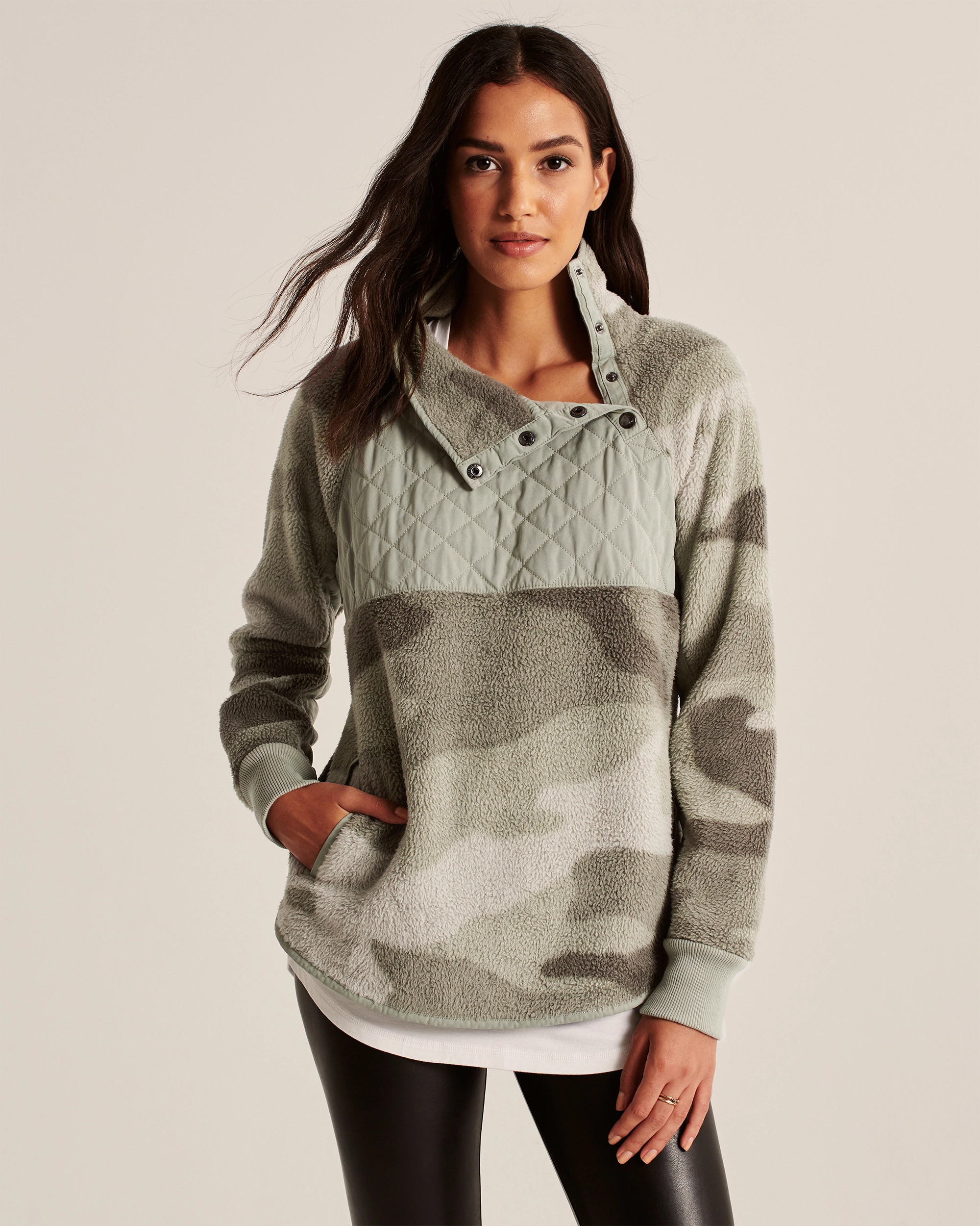 Asymmetrical Snap-Up Fleece | Abercrombie & Fitch (US)