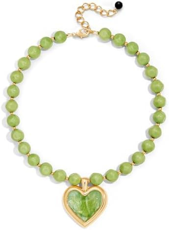 Chunky Beaded Necklaces for Women Trendy Boho Statement Large Resin Beads Heart Penadnt Necklace ... | Amazon (US)