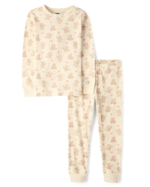 Girls Print Snug Fit Pointelle Pajamas - Cream | Gymboree