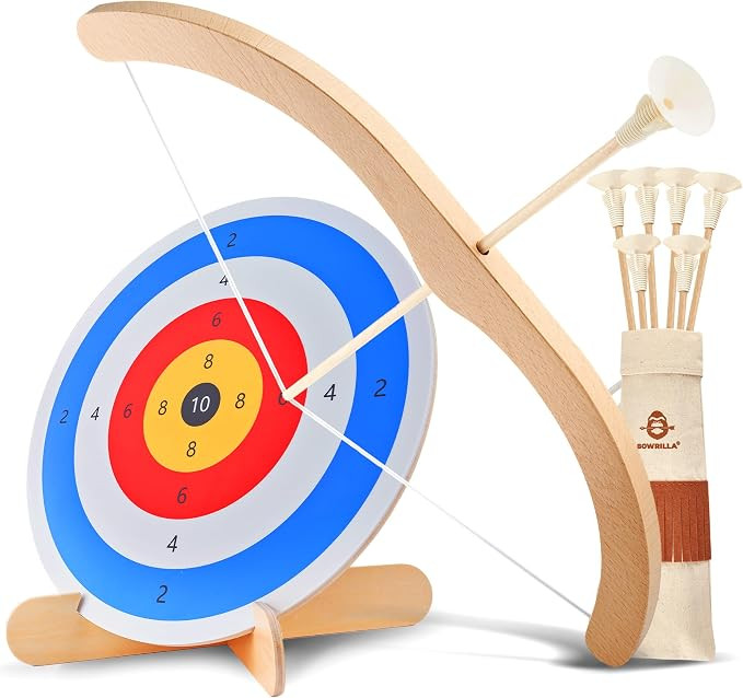 BOWRILLA® Kids Bow and Arrow Set | Wooden Archery Toy for Boys & Girls Ages 3+, Bow and Arrow fo... | Amazon (US)