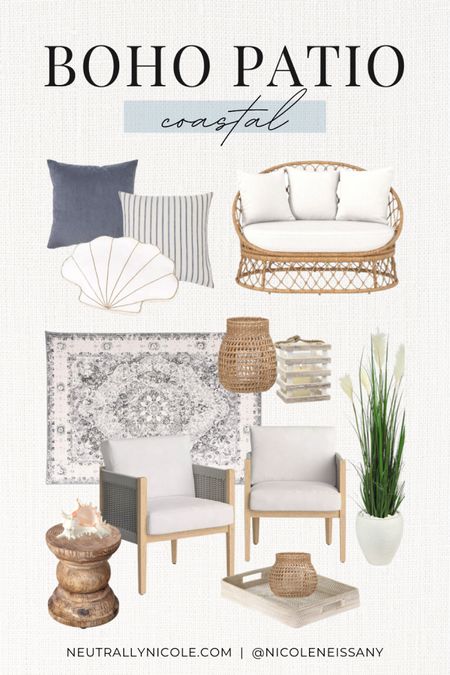 Coastal boho patio decor style

// #ltkhome #ltkseasonal #ltkfind #ltkstyletip #ltkunder50 #ltkunder100 home decor, patio decor, backyard decor, patio furniture, backyard furniture, outdoor plant, plant stand, outdoor decor, outdoor furniture, outdoor rug, boho rug, geometric rug, area rug, patio rug, throw pillows, patio chair, lounge chair, patio sofa, outdoor couch, side table, accent table, throw pillows couch, artificial plants, lantern, outdoor lanterns, candle holders, decorative objects, rattan tray, neutrals, neutral style, minimalist, Target, Amazon, Wayfair, Anthropologie, Nearly Natural, Lowe’s