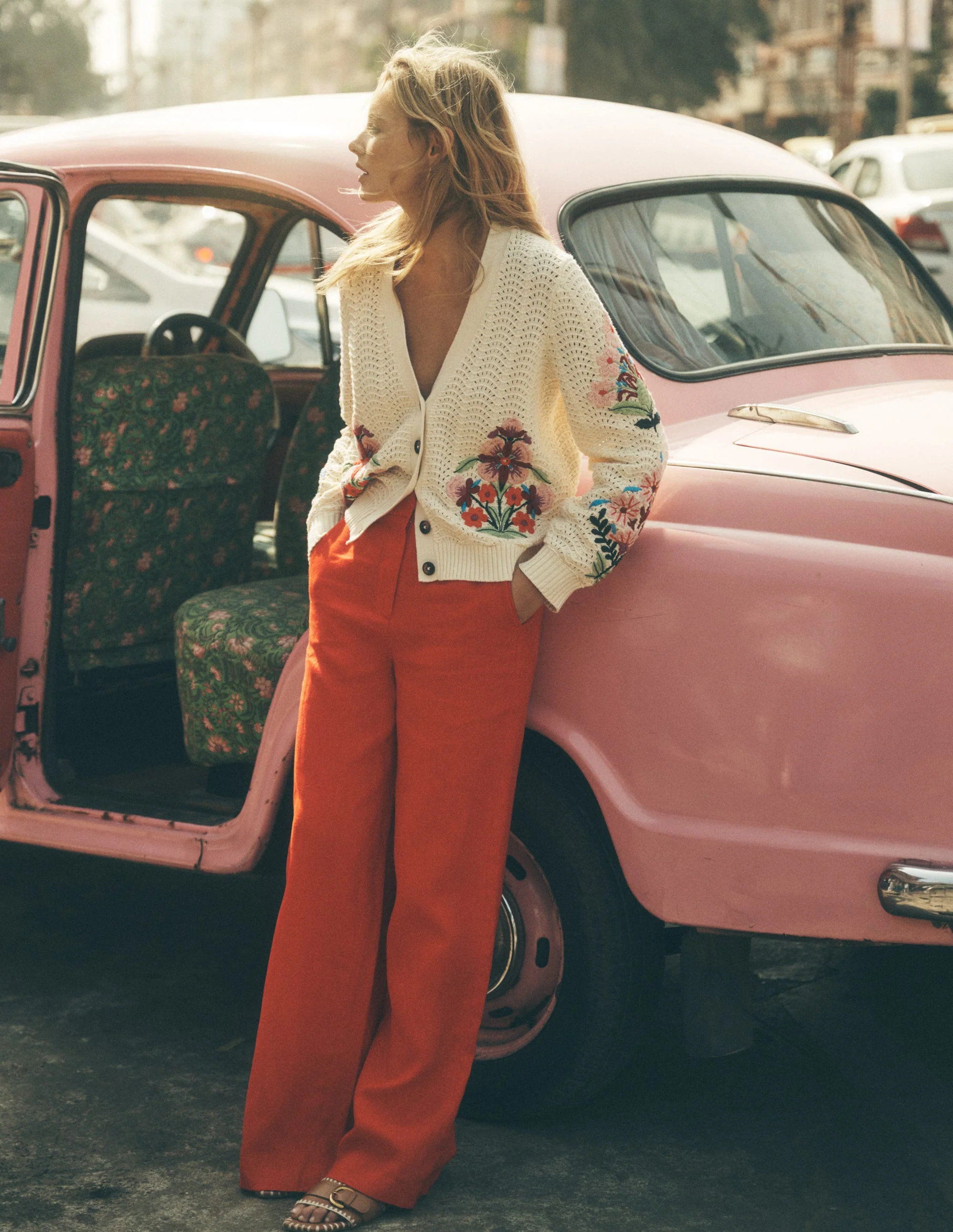 Relaxed Cotton Stitch Cardigan-Ivory, Embroidery | Boden (US)