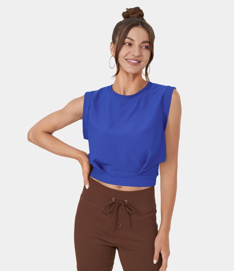 Women’s Patitoff® Flow Pet Hair Resistant Crew Neck Sleeveless Cropped Yoga Tank Top - Halara | HALARA