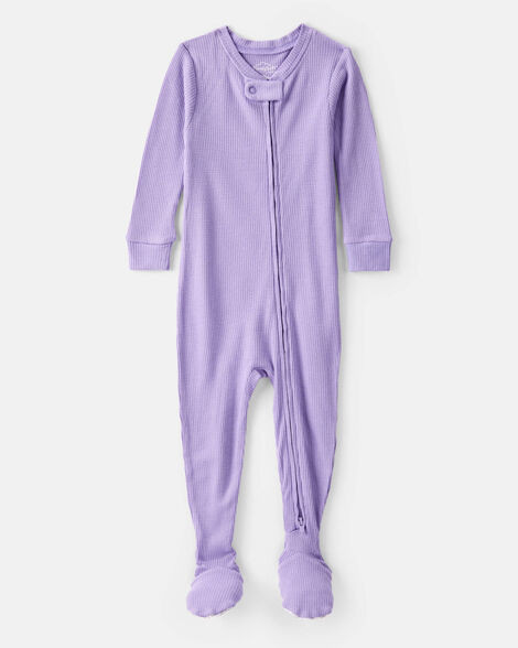 Baby Girl PurelySoft Long-Sleeve 2-Way Zip 1-Piece Pajamas - Purple | Carter's Inc