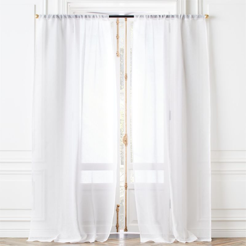 Modern White Linen Sheer Window Curtain Panel 48"x84" + Reviews | CB2 | CB2