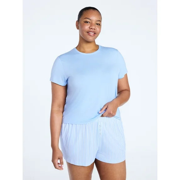Joyspun Women’s Scoop Neck Sleepwear Modal Tee with Short Sleeves, Sizes S-3X | Walmart (US)