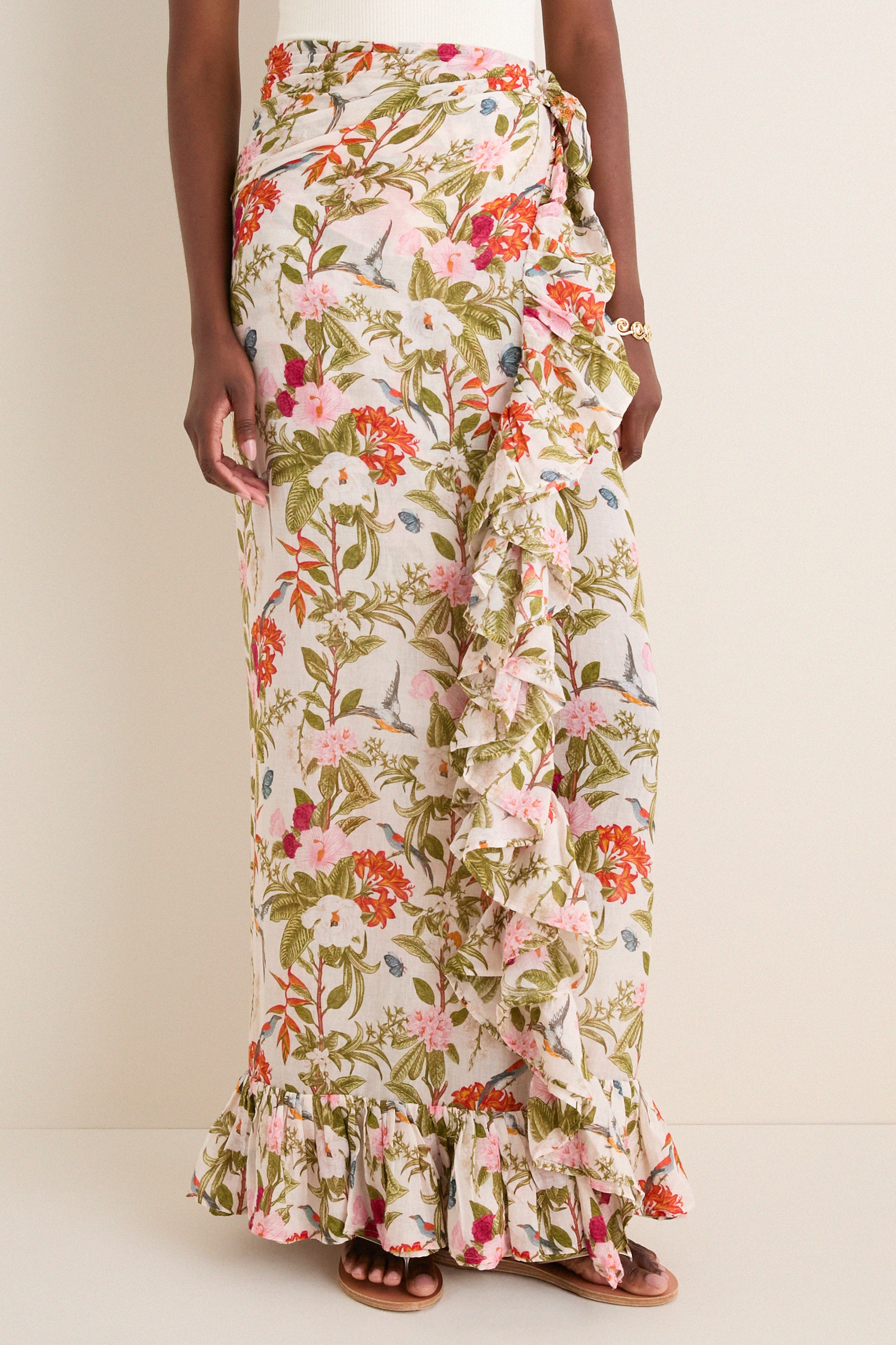 Land of Flowers Blossoms Ruffle Power Pareo | Tuckernuck (US)