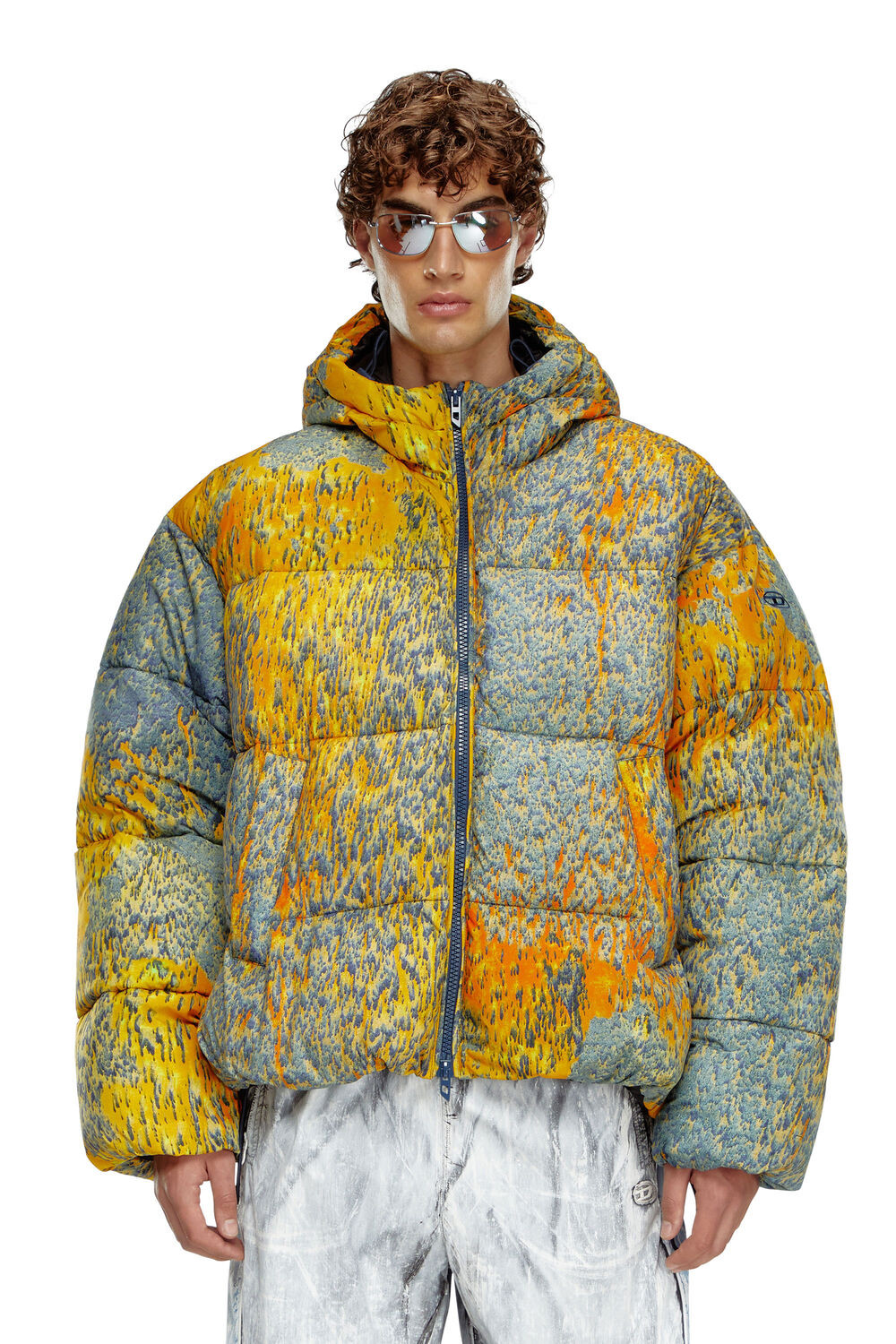 Puffer jacket with acid rain effect | Diesel US