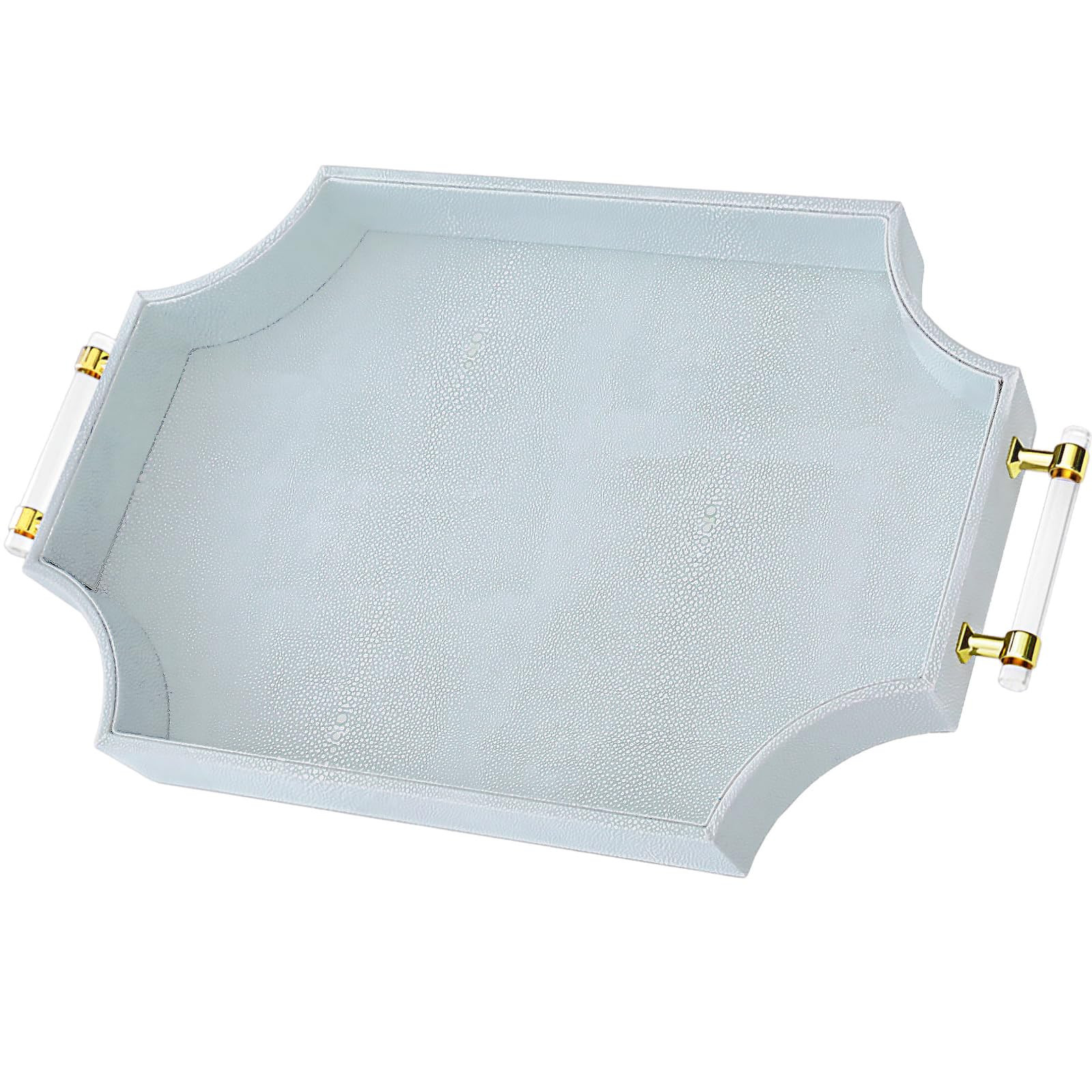 22.6'' × 13'' Coffee Table Tray Shagreen Decorative Tray for Ottoman Home Decor Serving Tray wit... | Amazon (US)