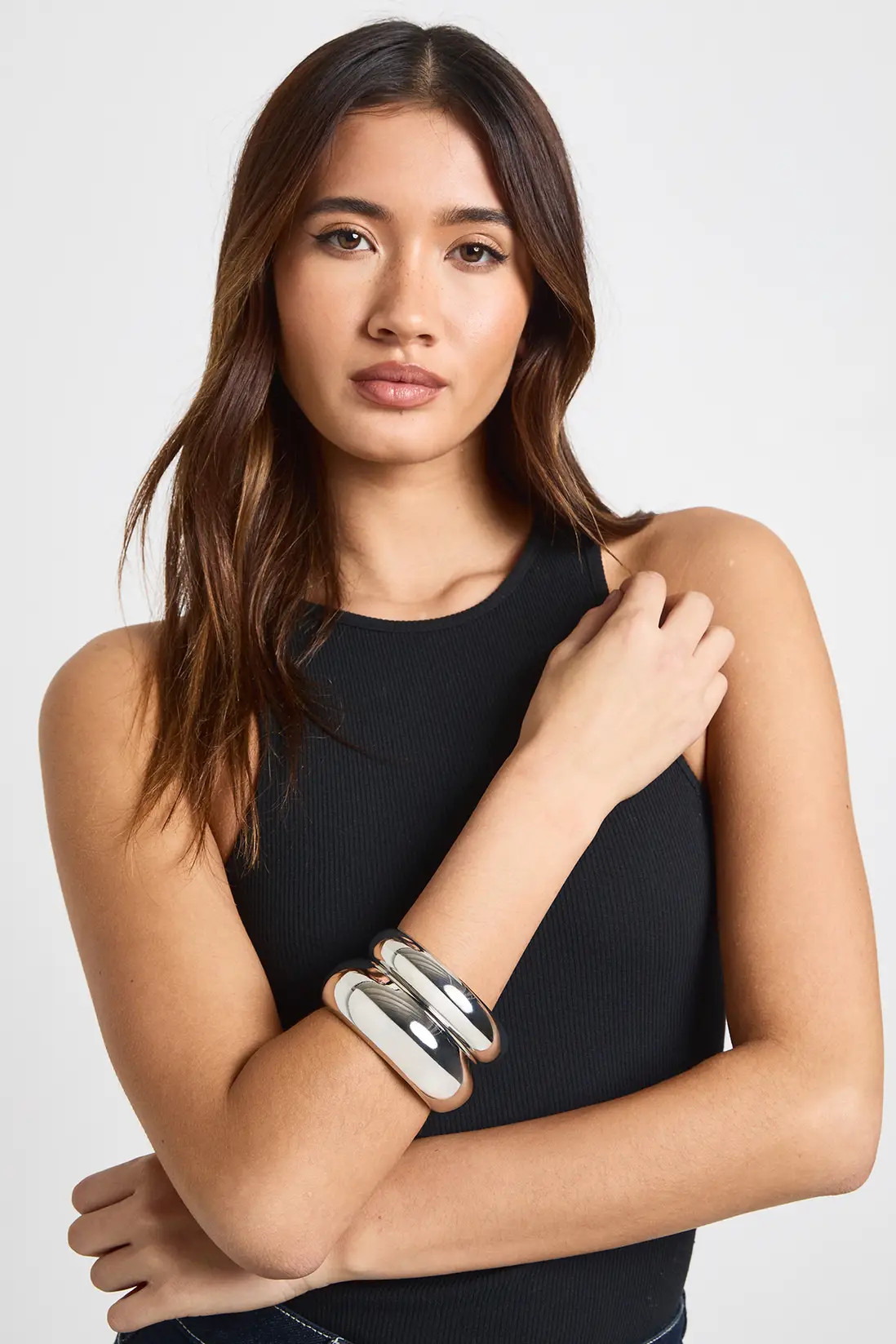 Silver Chunky 2 Pack Bangles | Boohoo USA | boohoo (US & Canada)