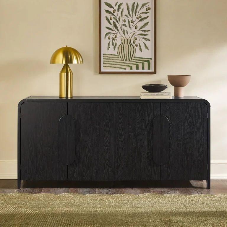 Walker Edison Modern 64" Sideboard with Rounded Edges, Black | Walmart (US)