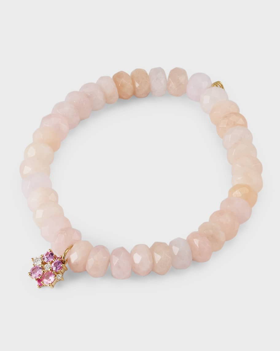 14k Morganite Beaded Bracelet with Disc Charm | Neiman Marcus