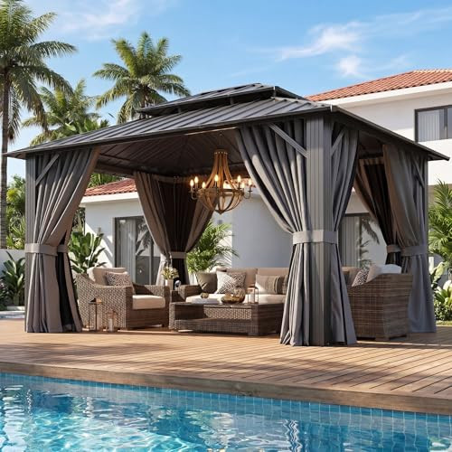 Aoxun 10x12 Gazebo Hardtop Gazebo with Double Galvanized Steel Roof Outdoor Pavilion with Breatha... | Amazon (US)