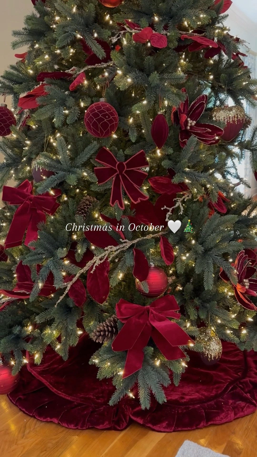 This year we’re having a dark red burgundy Christmas! Loving all my bows the new garland and seeing all the decorations on my new Christmas tree! 

#LTKStyleTip #LTKSeasonal #LTKSaleAlert