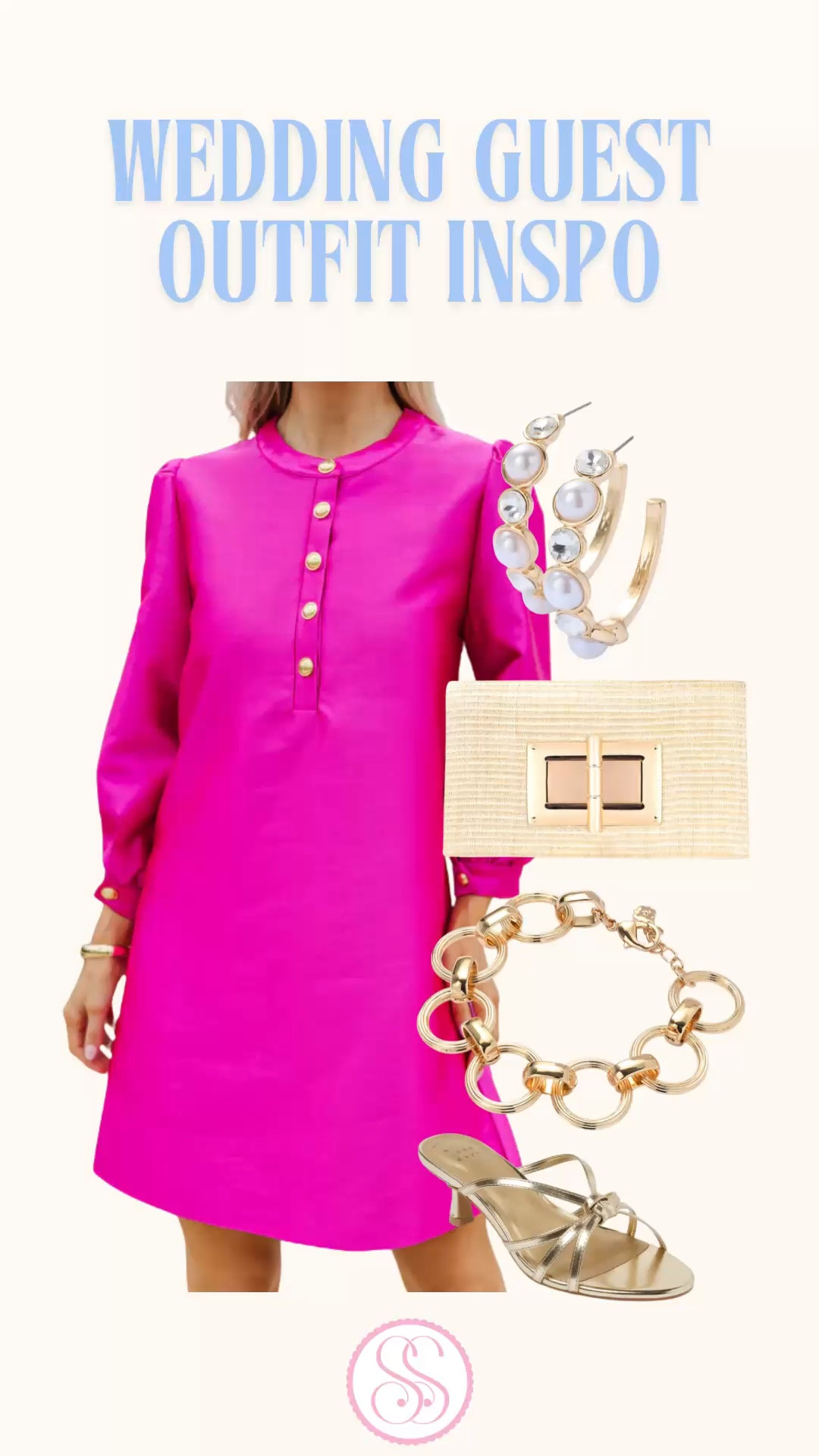 Wedding guest outfit inspo | wedding guest dress women | pink wedding guest dress | spring wedding guest outfit | summer wedding guest dress | wedding guest accessories | affordable wedding guest outfit

The hot pink button front mini. The raffia clutch. The gold chain bracelet. The pearl and crystal hoop earrings. The gold strappy kitten heel sandal. This is the wedding guest outfit that gets remembered.

Hot pink does something no neutral can do. It walks into the reception and the room notices. Polished gold hardware from head to toe keeps it intentional and elevated.

The dress, the clutch, the jewelry, the shoes. Shop the full look or steal individual pieces for outfits you already own.

✔️ Hot pink long sleeve button front mini
✔️ Raffia gold hardware clutch
✔️ Pearl and crystal hoop earrings
✔️ Gold chain link bracelet
✔️ Gold strappy kitten heel sandal

If you have been searching for wedding guest outfit inspo, pink wedding guest dress, spring wedding guest outfit, summer wedding guest dress, what to wear to a wedding, wedding guest accessories, affordable wedding guest look, this is a great option. 

wedding guest outfit inspo, wedding guest dress women, pink wedding guest dress, hot pink dress women, spring wedding guest outfit, summer wedding guest dress, wedding guest outfit ideas, what to wear to a wedding, wedding guest accessories, raffia clutch wedding, gold kitten heel sandal, pearl earrings outfit, chain bracelet outfit, preppy wedding guest, country club wedding outfit, garden wedding outfit, outdoor wedding outfit, brunch wedding outfit, daytime wedding outfit, cocktail wedding outfit, affordable wedding guest outfit, complete outfit inspo, outfit flatlay women, spring outfit women, summer outfit women

#LTKFindsUnder100 #WeddingGuestDress #WeddingGuestOutfit #SpringWedding #PinkDress #OutfitInspo #WeddingGuest

#LTKWedding #LTKootd #LTKSeasonal