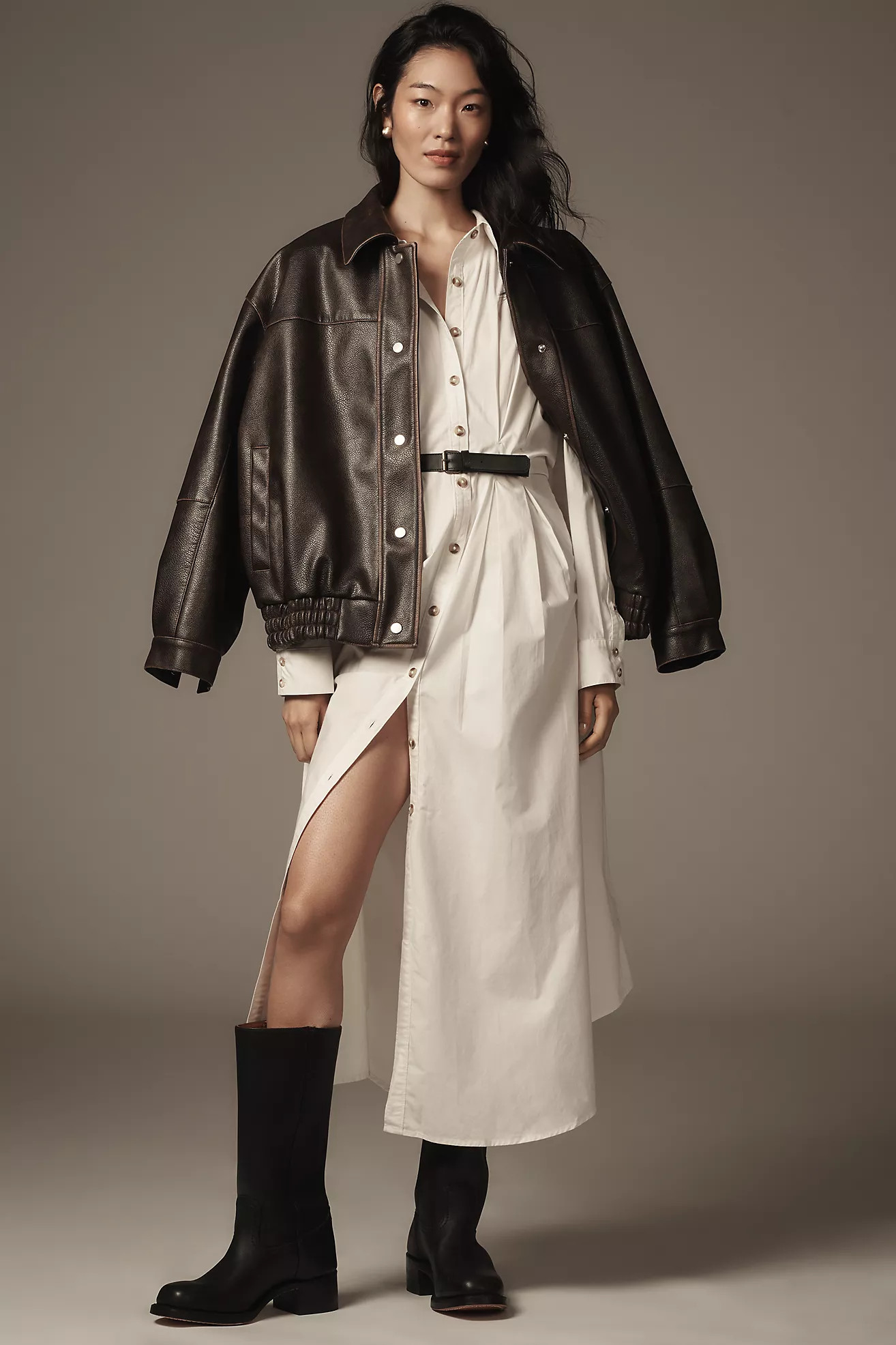 Pilcro Oversized Washed Faux-Leather Jacket | Anthropologie (US)